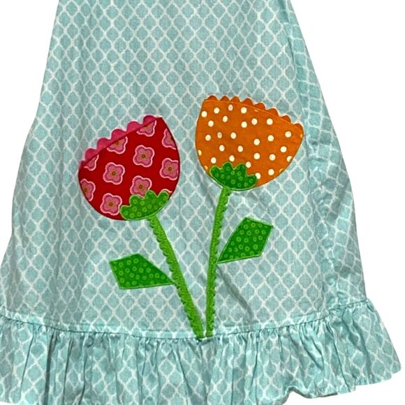Vtg Mulberry St Toddler Girls Jumper Dress 3T Christmas Rudolph Spring Tulips - Picture 5 of 8